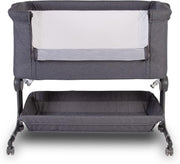 Bedside Baby Co-Sleeper Cot Adjustable Height Crib with Mattress Dark Grey