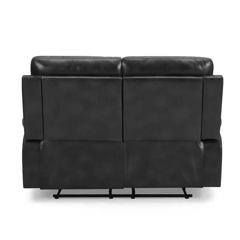 2 Seater Electric Recliner Sofa Faux Leather Padded Lumbar Support Black