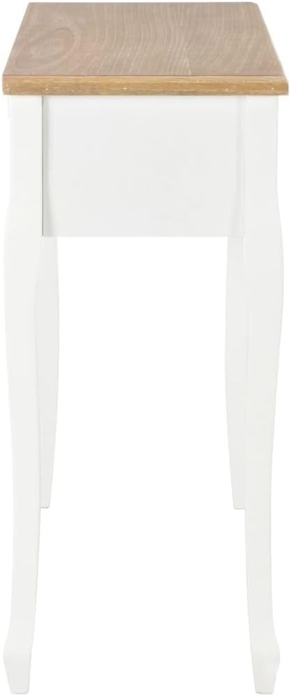 Compact Console Table with 3 Drawers, Pinewood, White & Brown, 35x100x78 cm