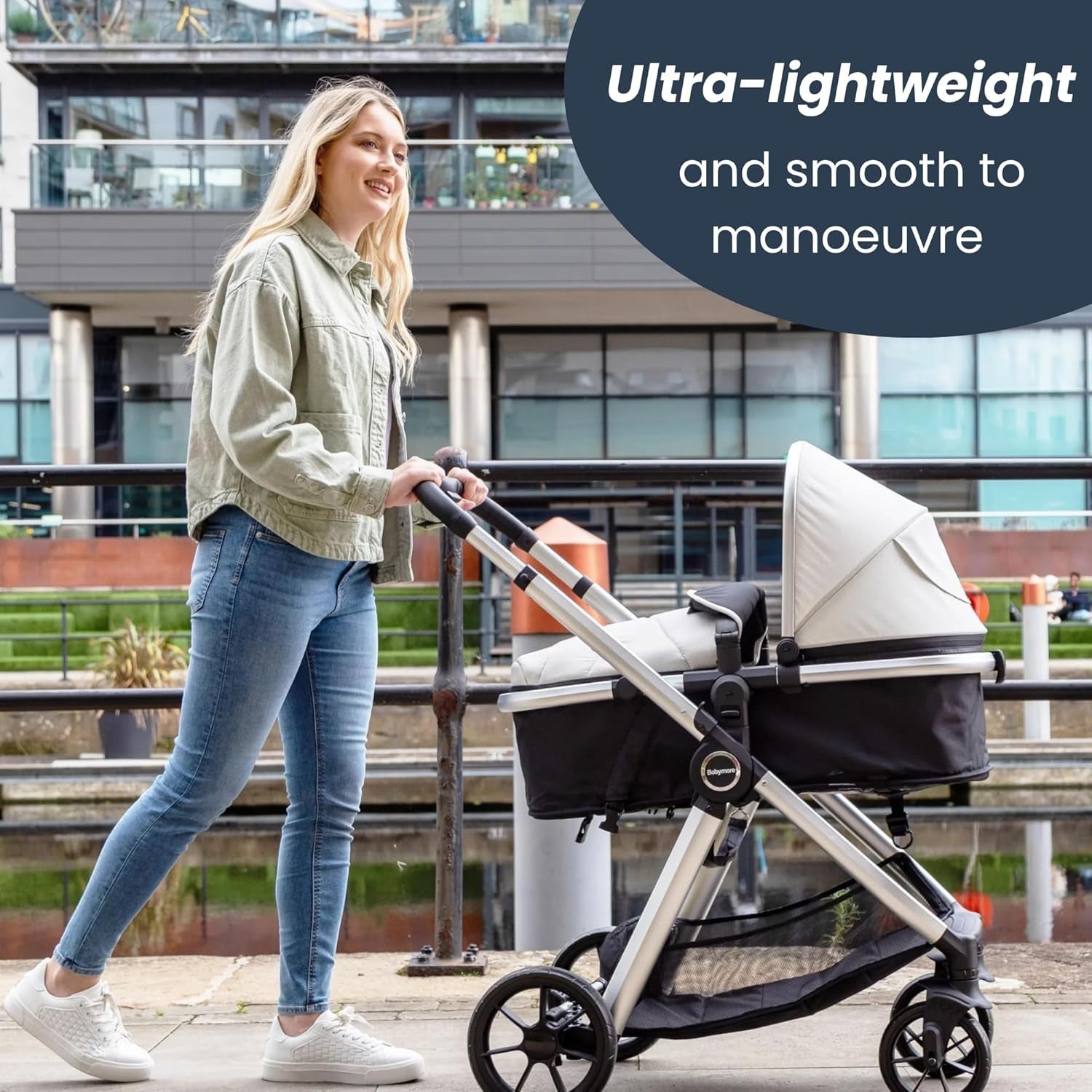 Silver 2 in 1 Baby Pram Pushchair Lightweight Foldable Carrycot