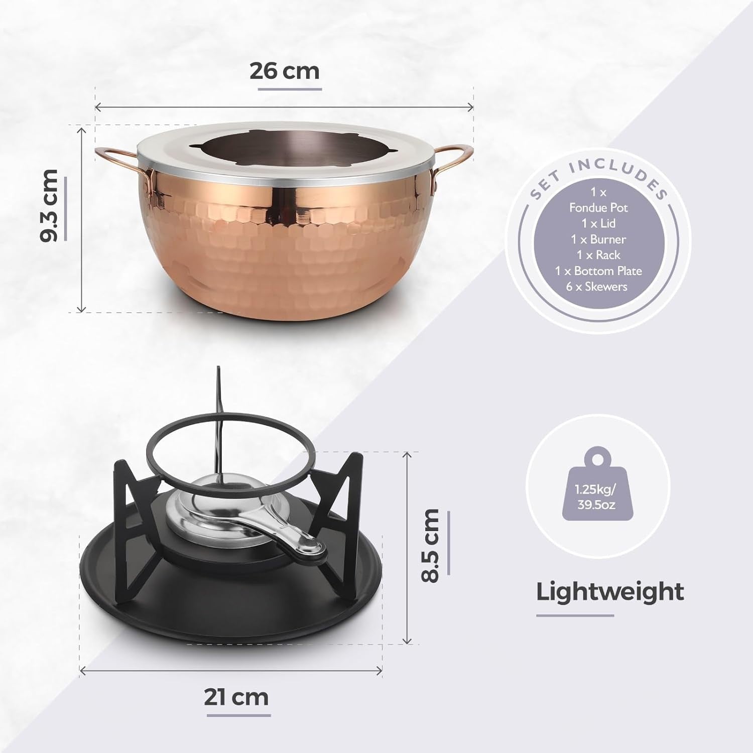 Stainless Steel Fondue Set 6 Fork Cheese Chocolate Pot Gold Burner