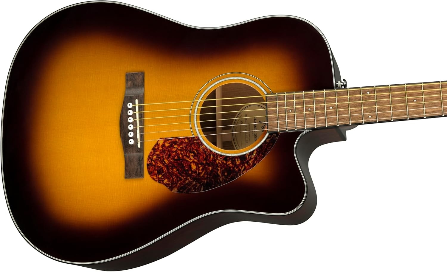 Dreadnought Electro Acoustic Guitar Sunburst w Hard Case Cutaway