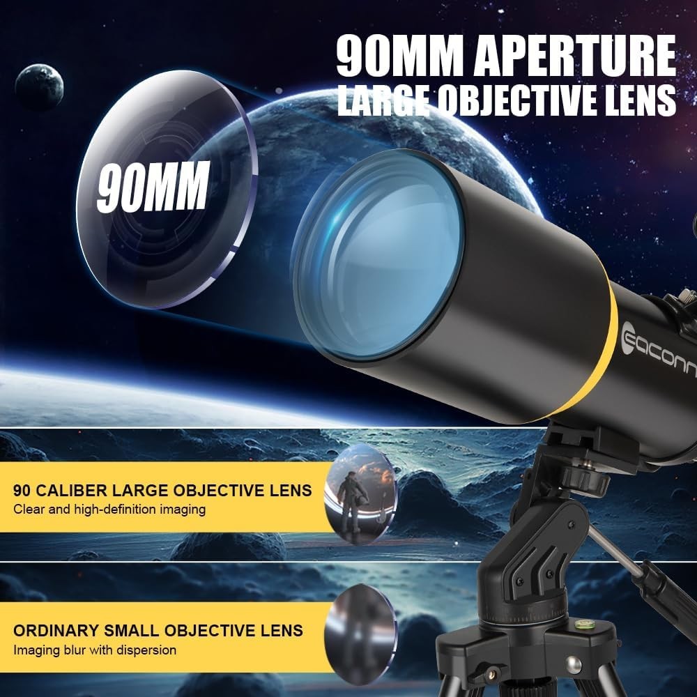 90mm 600mm Refractor Telescope for Adults Kids Astronomy with Bag