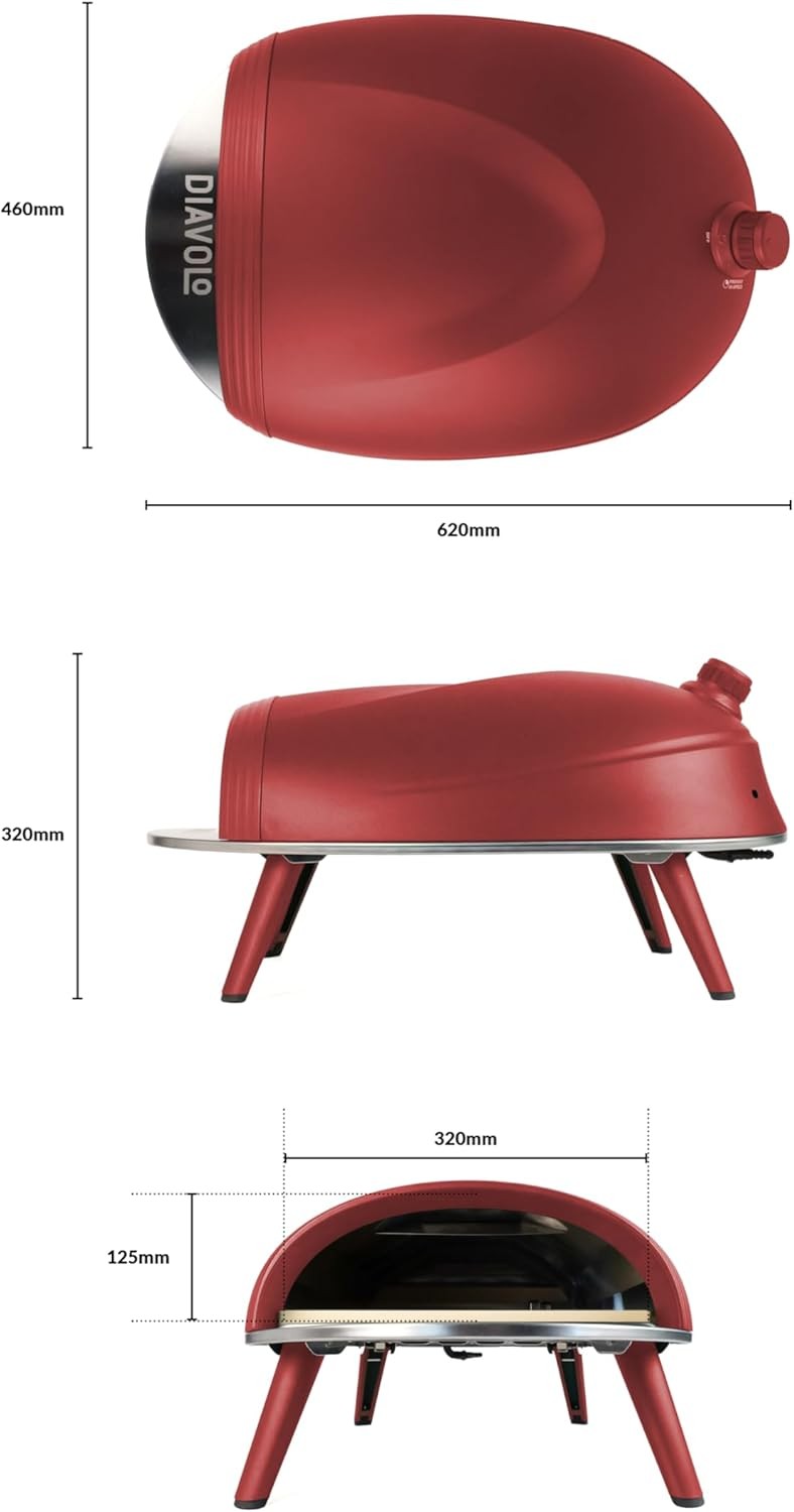 Gas Portable Pizza Oven with Peel & Bag | Outdoor BBQ Pizza Maker 500°C | Red