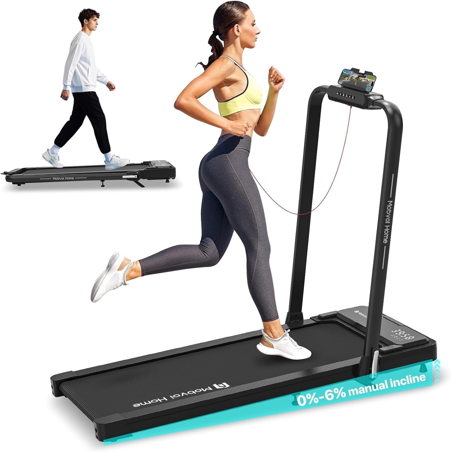 3-in-1 Folding Walking Pad Treadmill Home Office 12KMH Incline Bluetooth