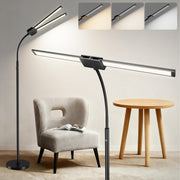Cordless LED Floor Lamp Black Rechargeable Dual Head Dimmable Reading Light