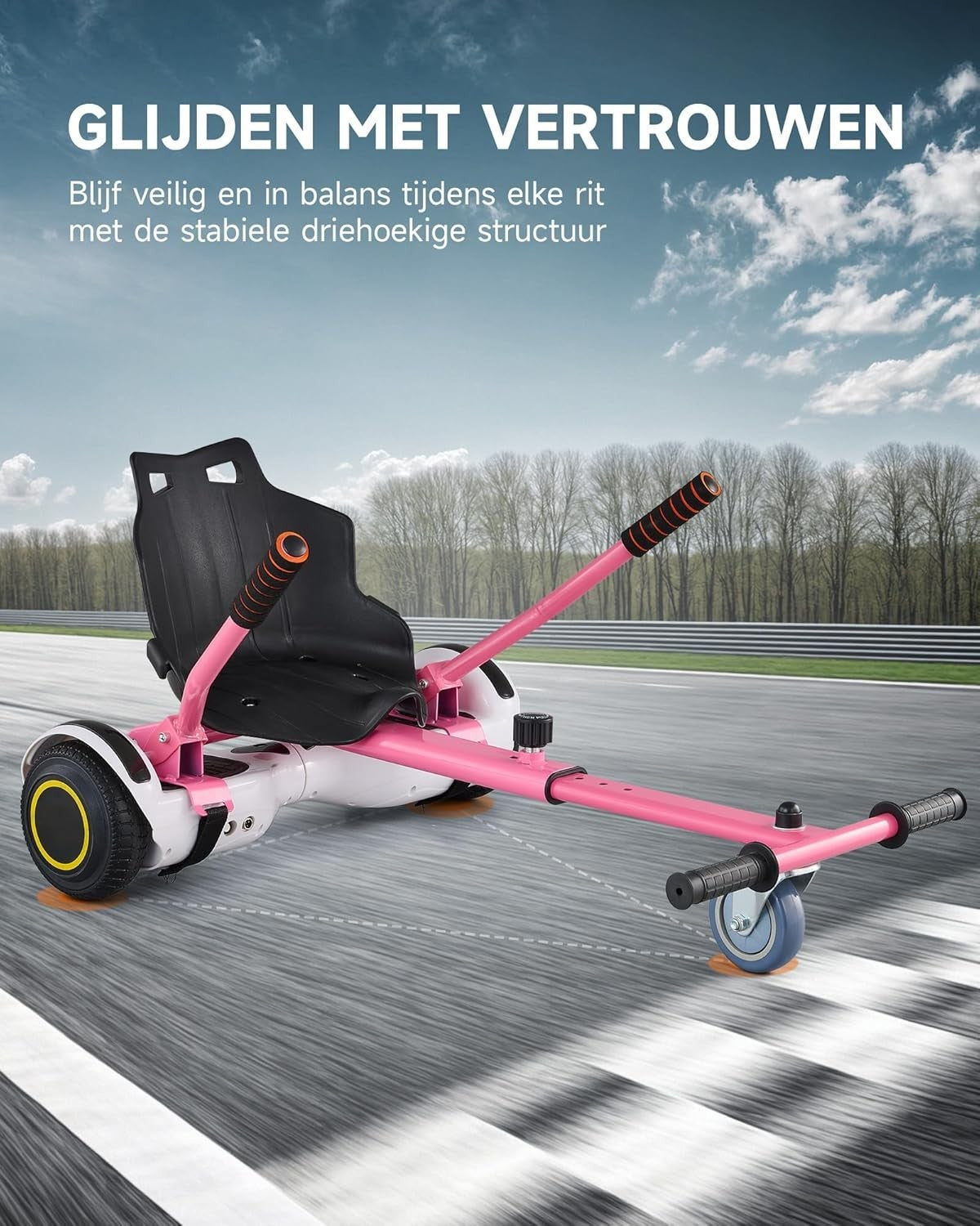 Hoverkart Attachment Seat for 6.5 8 10 Inch Hoverboard Adjustable Pink