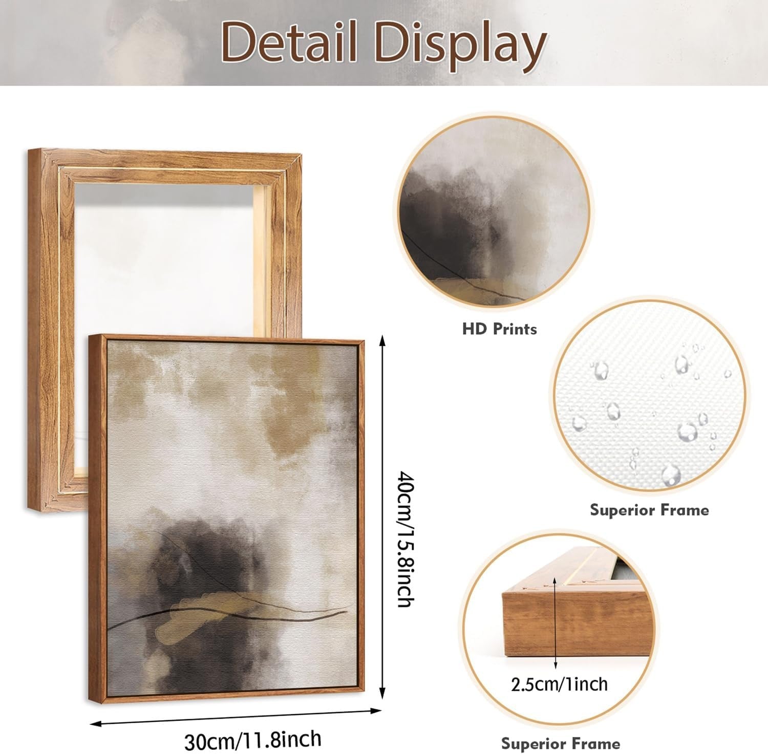 3 Panel Abstract Framed Canvas Wall Art 30x40cm Brown Black
