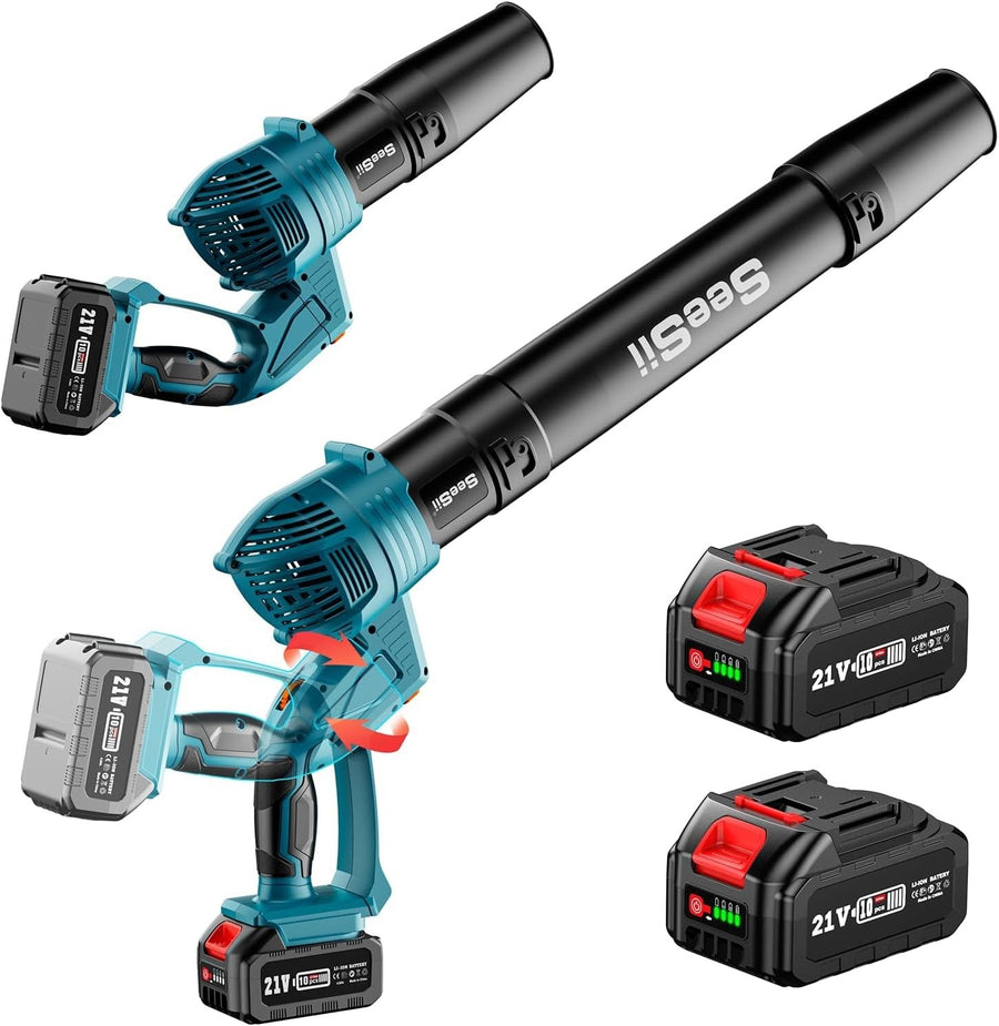 Cordless Leaf Blower 21V Dual Battery 5 Speed Lightweight Electric Garden Tool