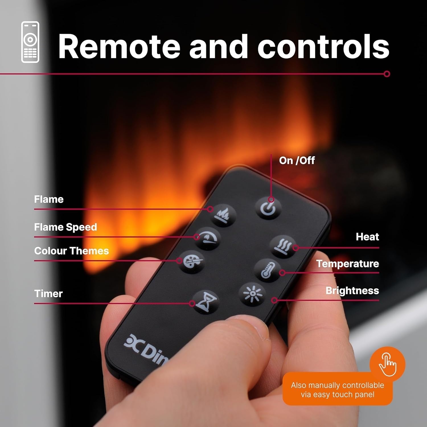 Freestanding 1.5kW Electric Fireplace Suite with Multicolor Flame & Remote