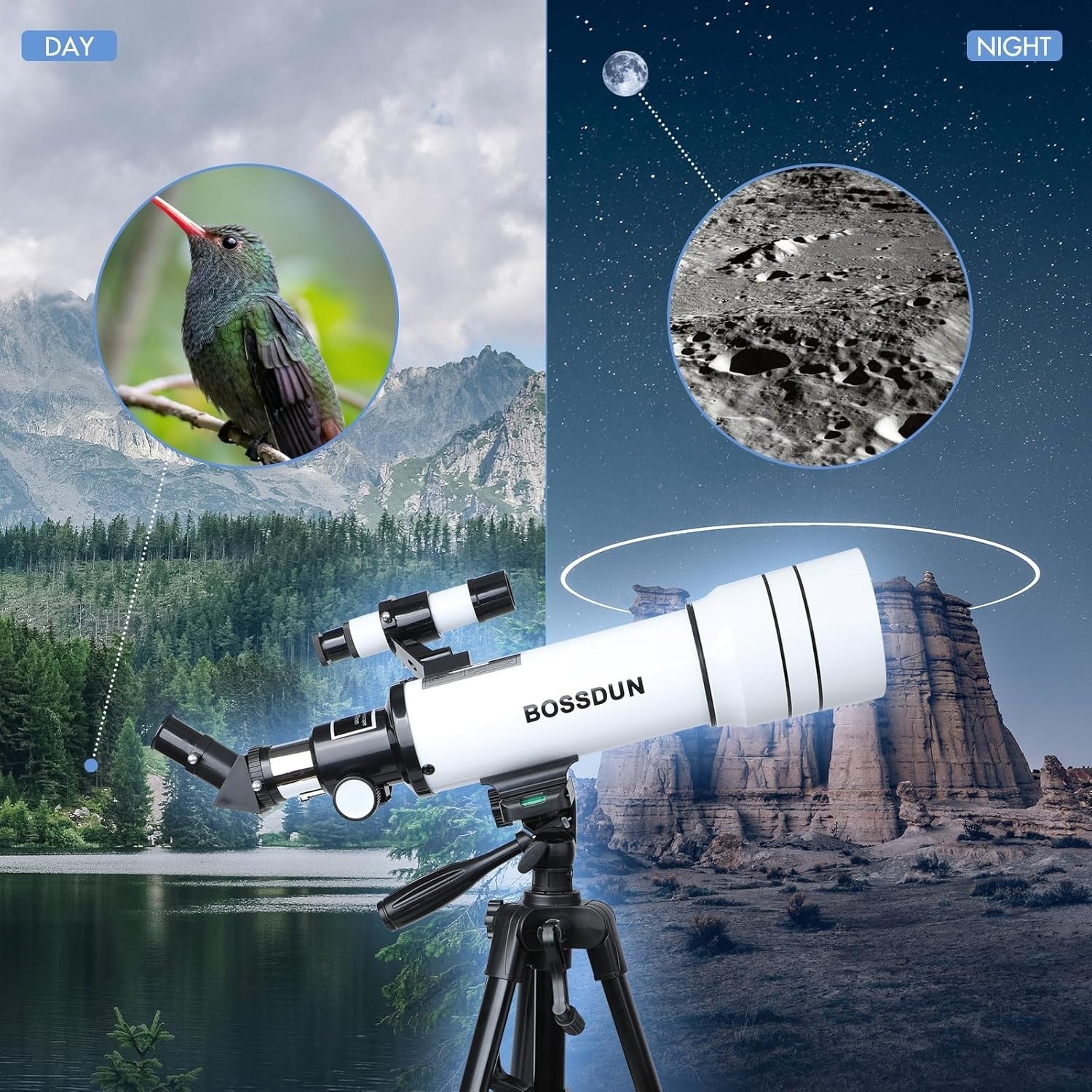 70mm Refractor Telescope 20–200X FMC Lens with Tripod & Phone Adapter