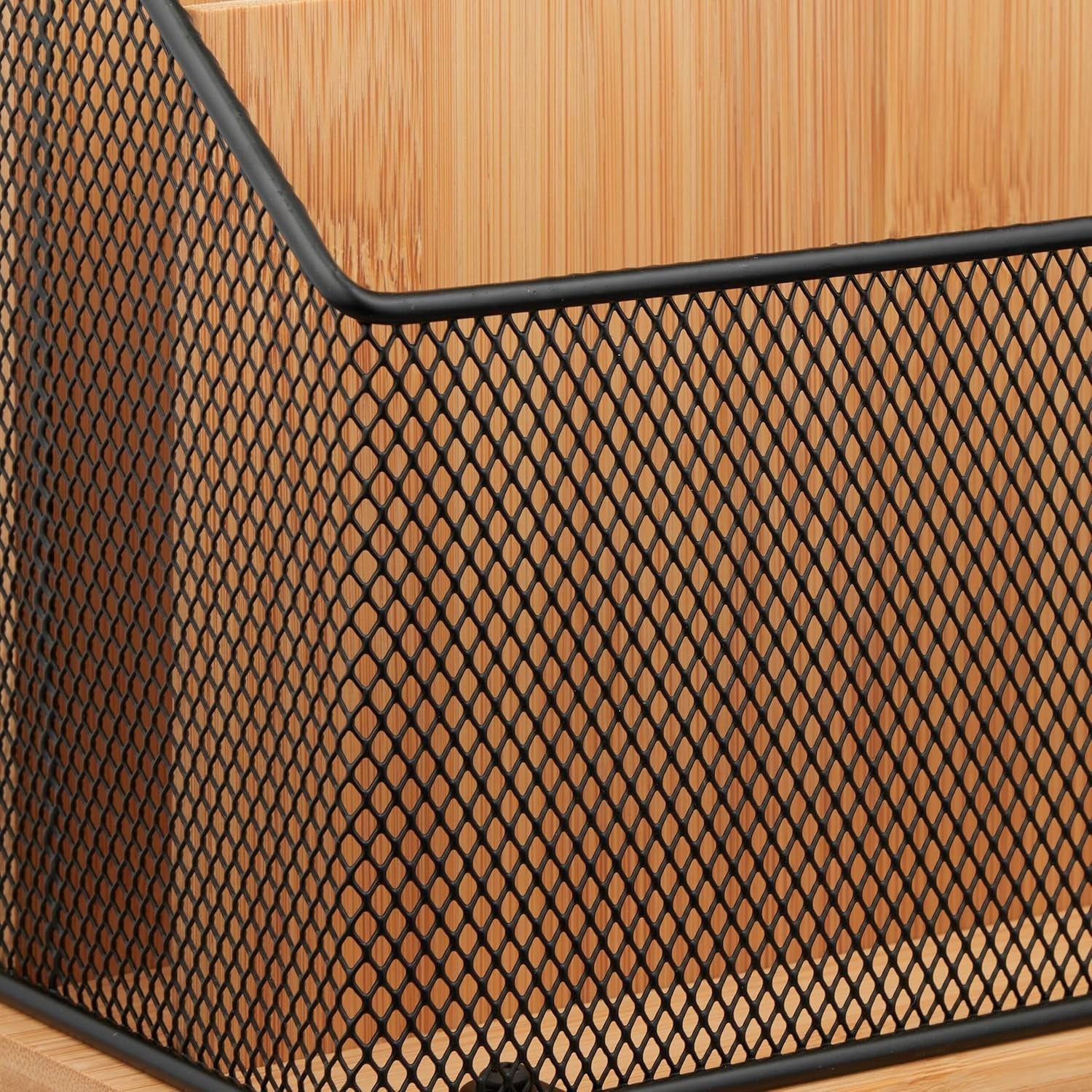 3-Tier Desk Document Organizer | Bamboo & Metal Letter Tray, Vertical Stand