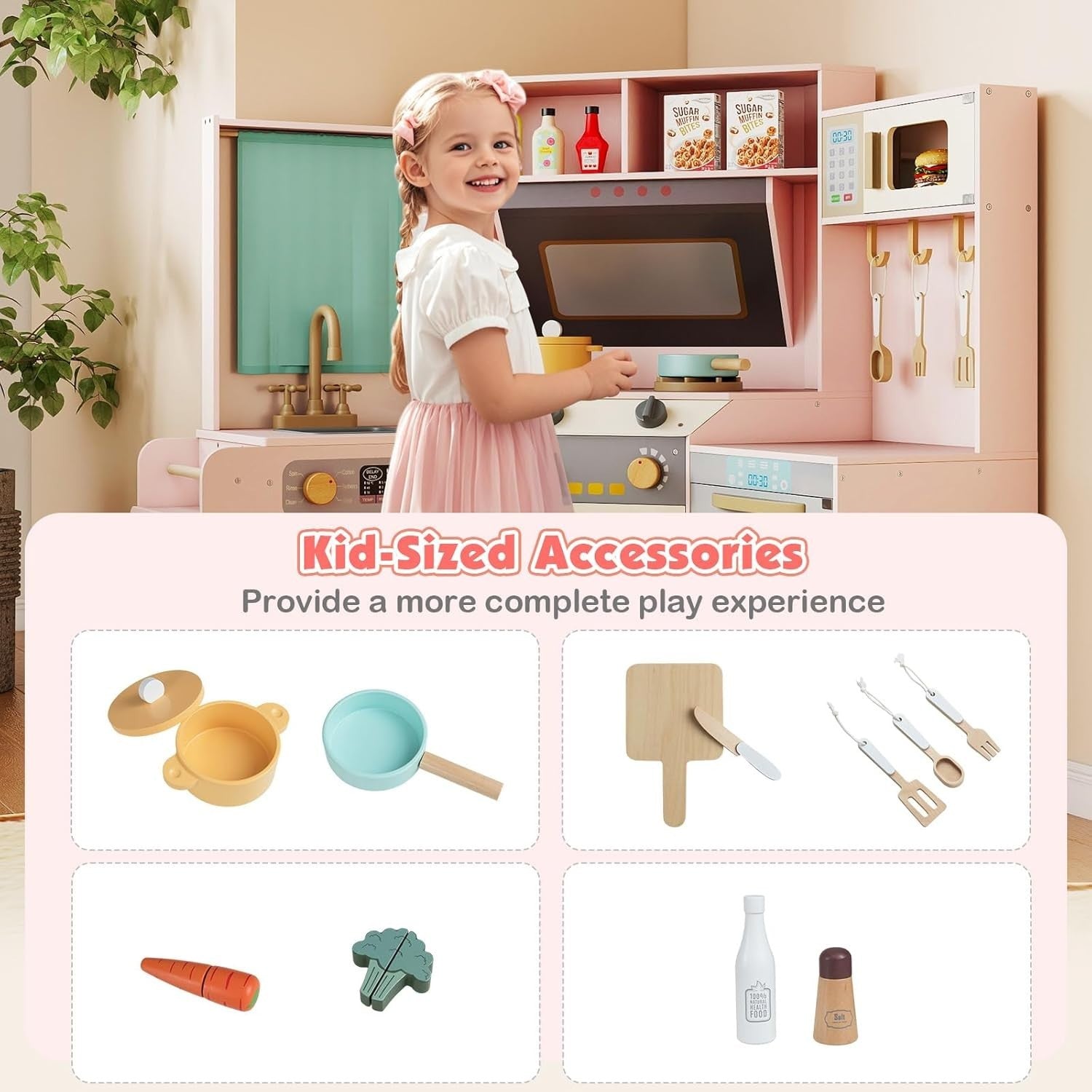 Corner Kids Play Kitchen Lights Sounds Washer Pink Chef Toy