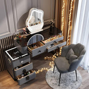 Makeup Vanity Set w/LED Touch Mirror & Bluetooth Speaker USB Charger Grey