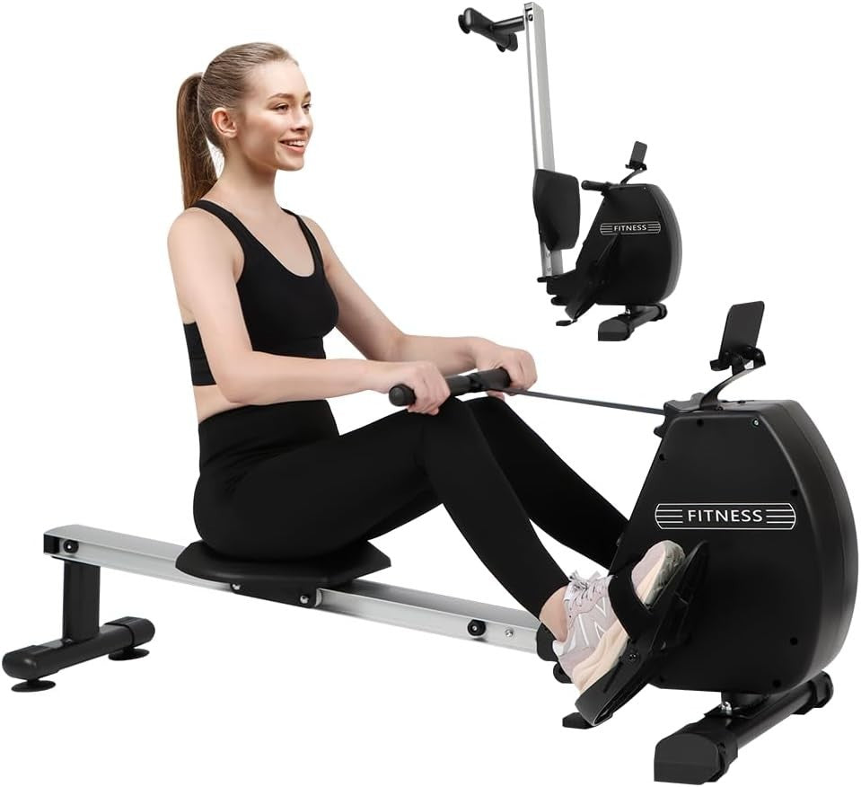 Foldable Magnetic Rowing Machine Dual-Action Row & Pedal 8-Level Quiet Rower