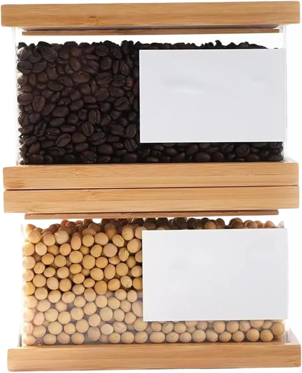 2PCS Wooden Cereal Storage Containers Airtight Snack Dispenser