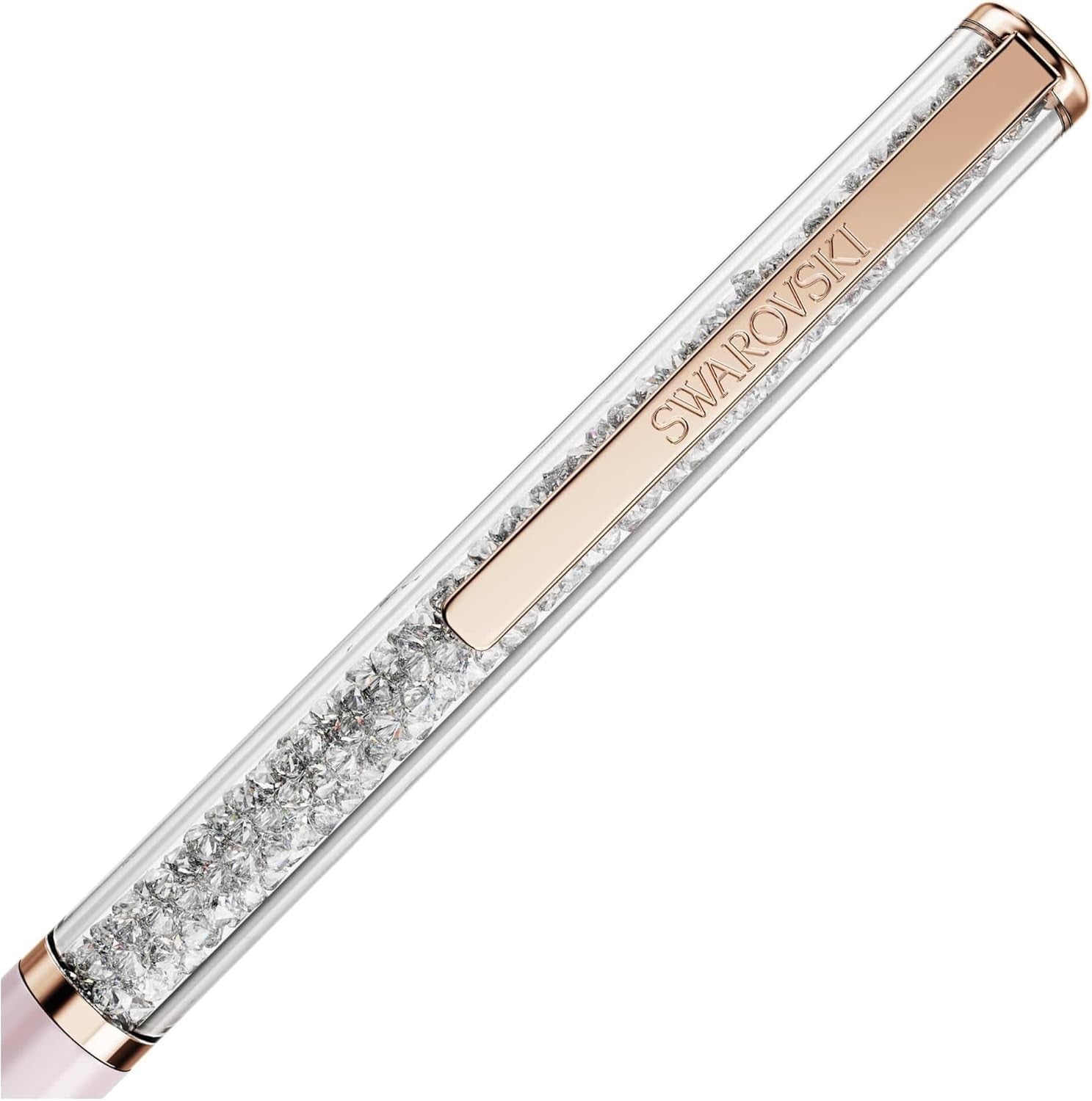 Pink Crystal Ballpoint Pen Black Ink Rose Gold Clip Gift Pouch