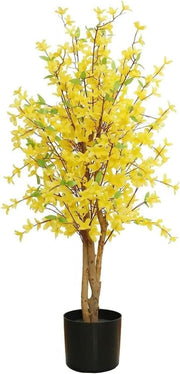 Yellow Artificial Flower Tree 60cm Realistic Silk Blossom Plant Home Decoration