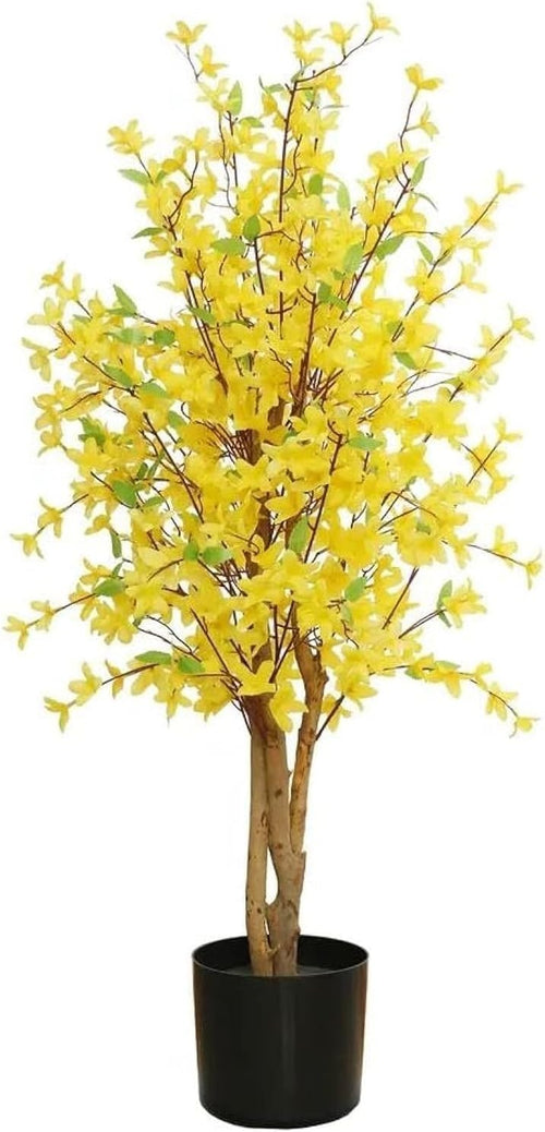 Yellow Artificial Flower Tree 60cm Realistic Silk Blossom Plant Home Decoration