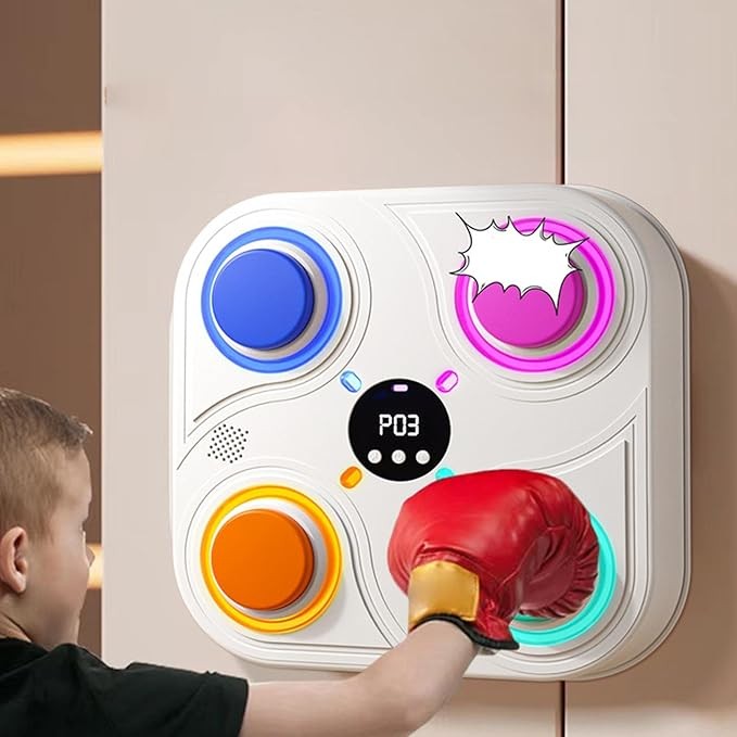 Boxing Music Workout Machine Wall Mount LED Punch Trainer with Gloves