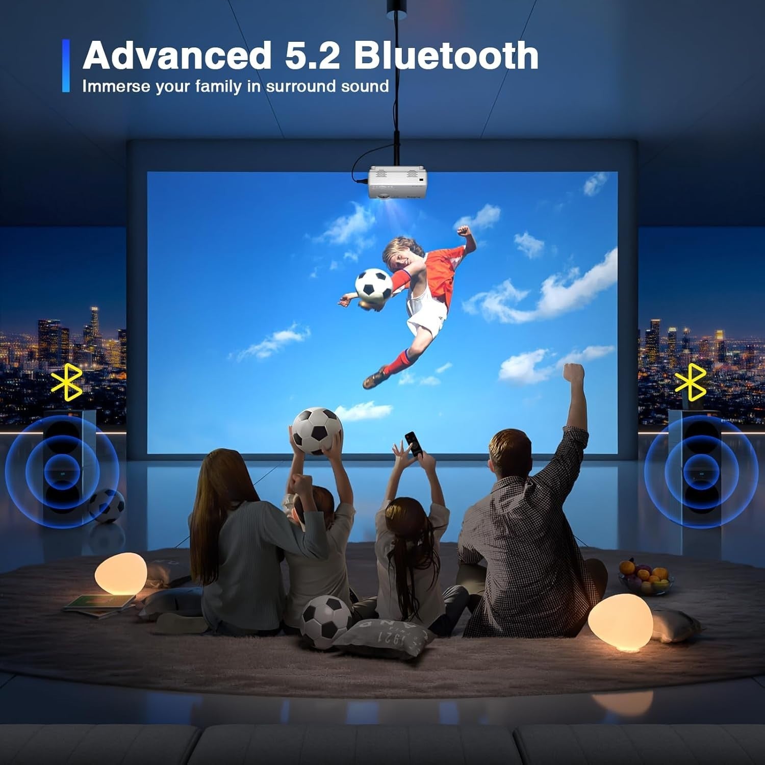 1080P WiFi Bluetooth Mini Projector 20000 Lumens Portable Home Cinema