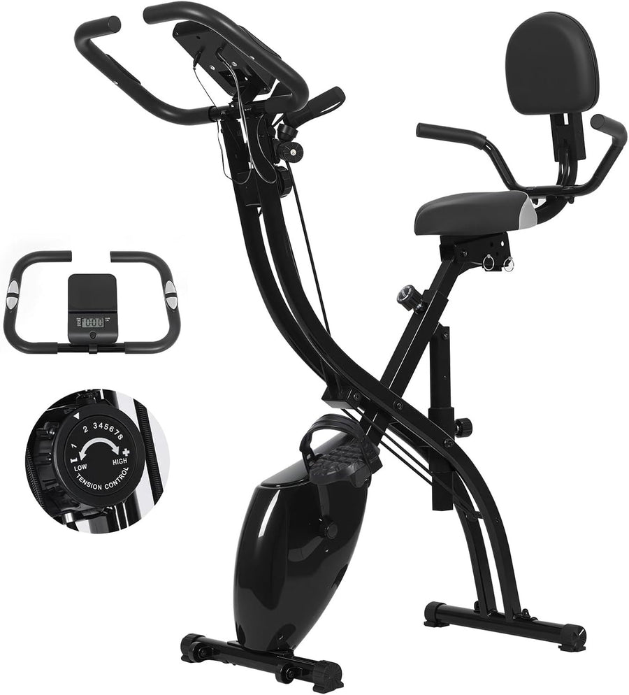 4-in-1 Folding Exercise Bike 8-Level Magnetic Resistance 330lb Capacity LCD