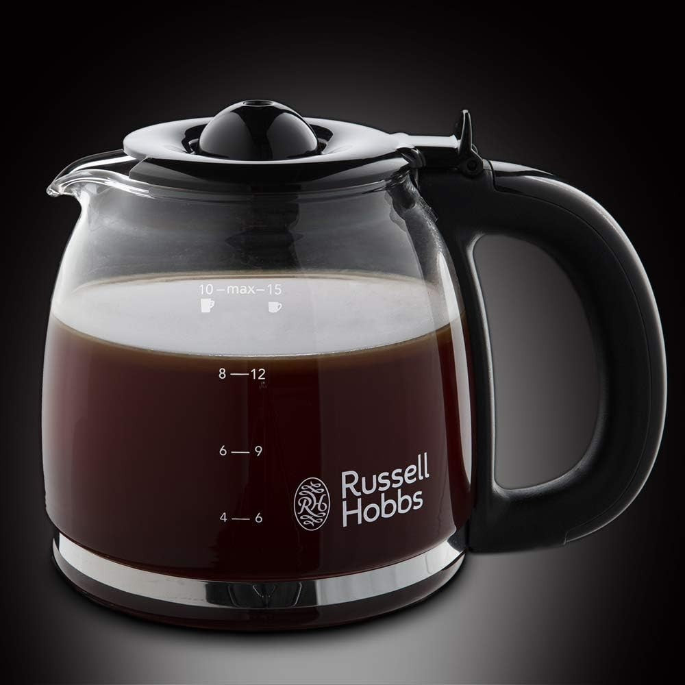 Programmable 1.25L Filter Coffee Maker 1100W Keep Warm Timer Glass Jug Black