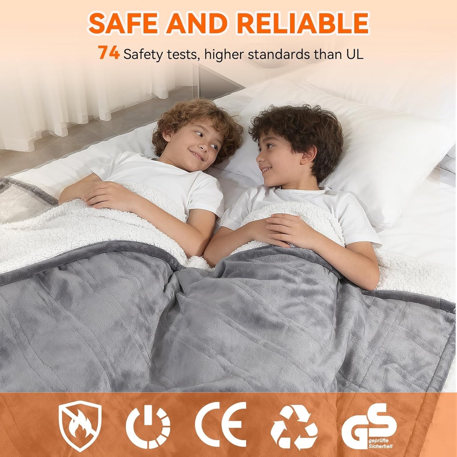 Electric Heated Throw Blanket 150x130cm Fast Heating Auto Shut Off Soft Flannel