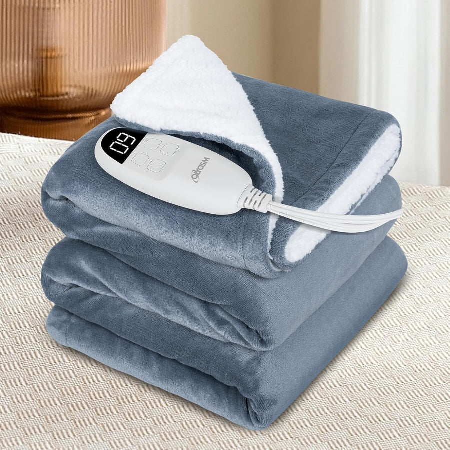 Electric Heated Throw Blanket 200x180cm Auto Shut Off 9 Heat Levels Soft Fleece