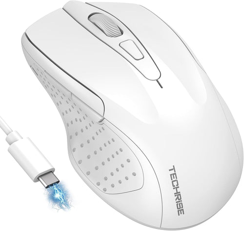 Rechargeable Bluetooth Wireless Mouse Silent 4800 DPI Ergonomic White PC