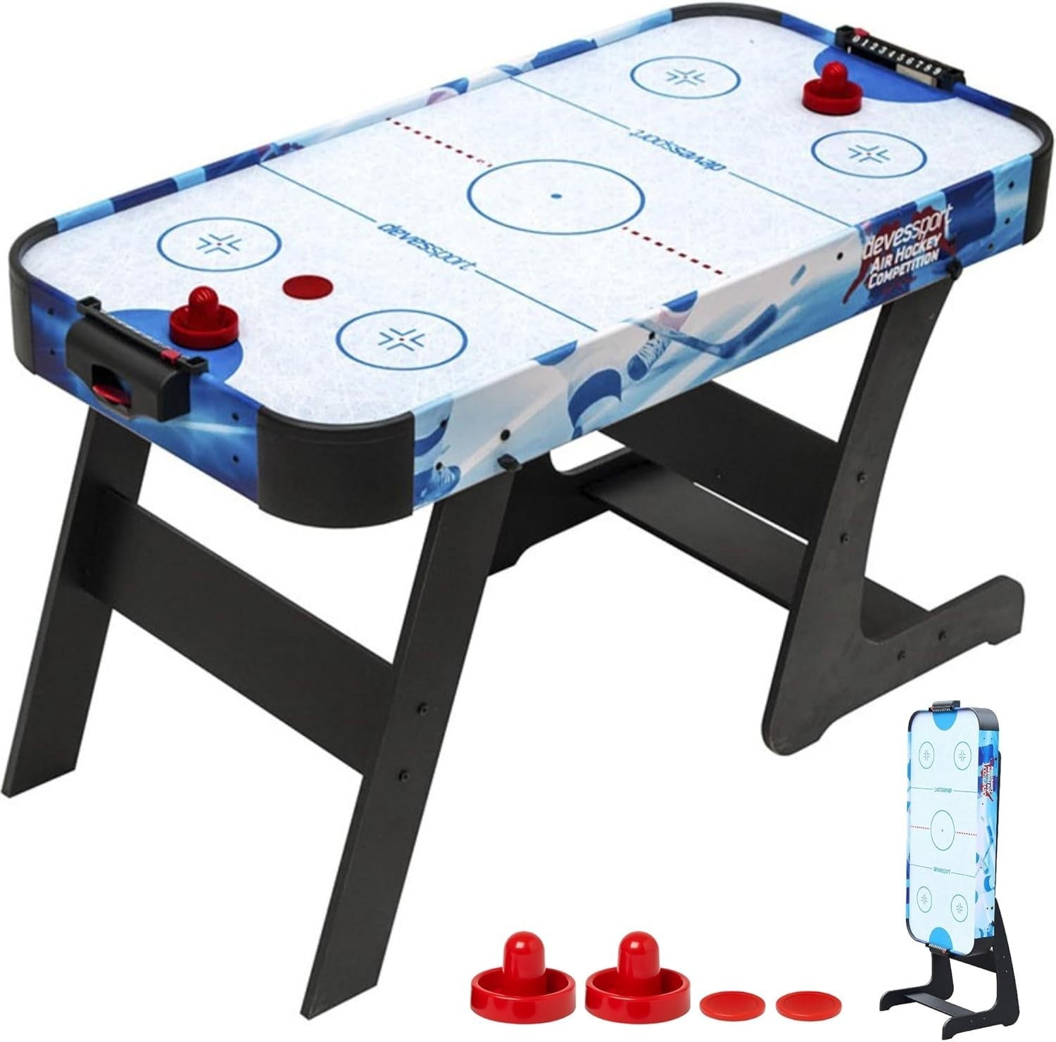Folding Air Hockey Table with Wheels Kids Family Indoor Game Set