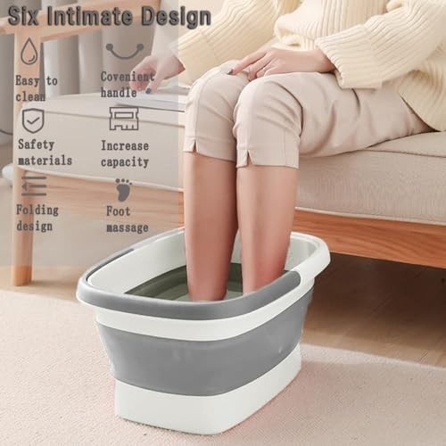 Collapsible Foot Bath Basin with Massage Rollers Foldable Soak Tub