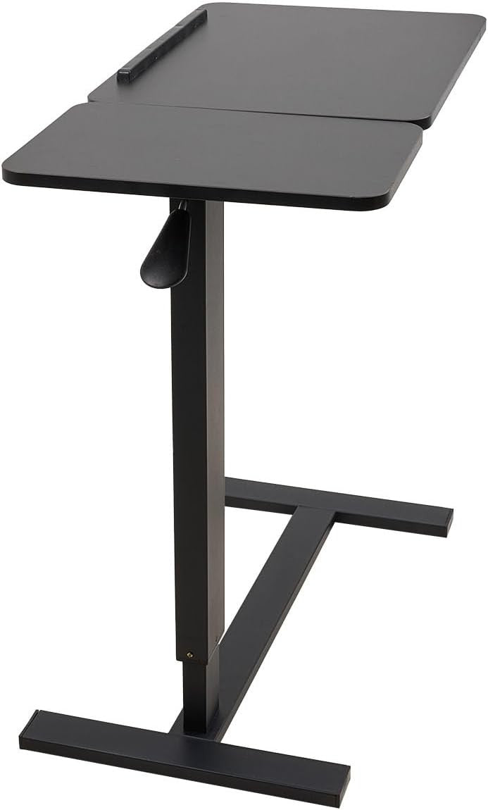Overbed Standing Desk Adjustable Rolling Laptop Table Tilting Top 80x40cm