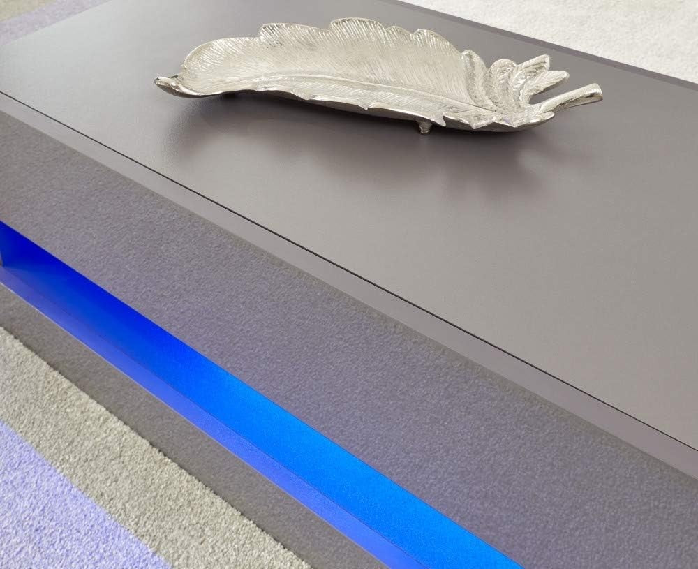 LED Coffee Table with Storage & High Gloss Finish – Modern Grey TV Unit