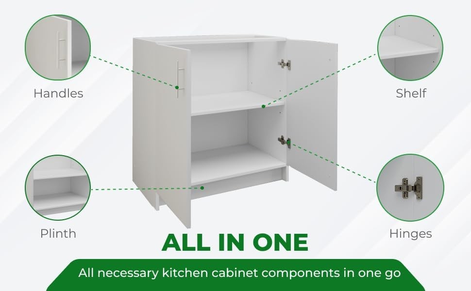 800mm White Matt Kitchen Base Cabinet Cupboard Storage Unit