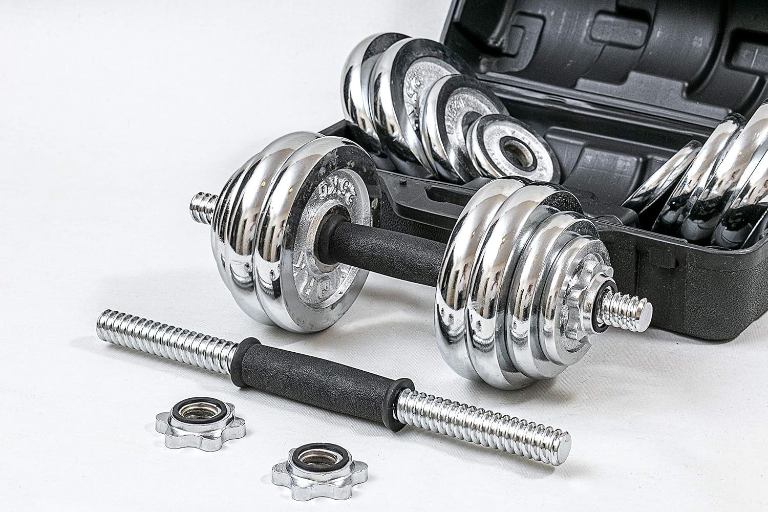 30KG Adjustable Chrome Dumbbell Set Spinlock Hand Weights Case Home Gym