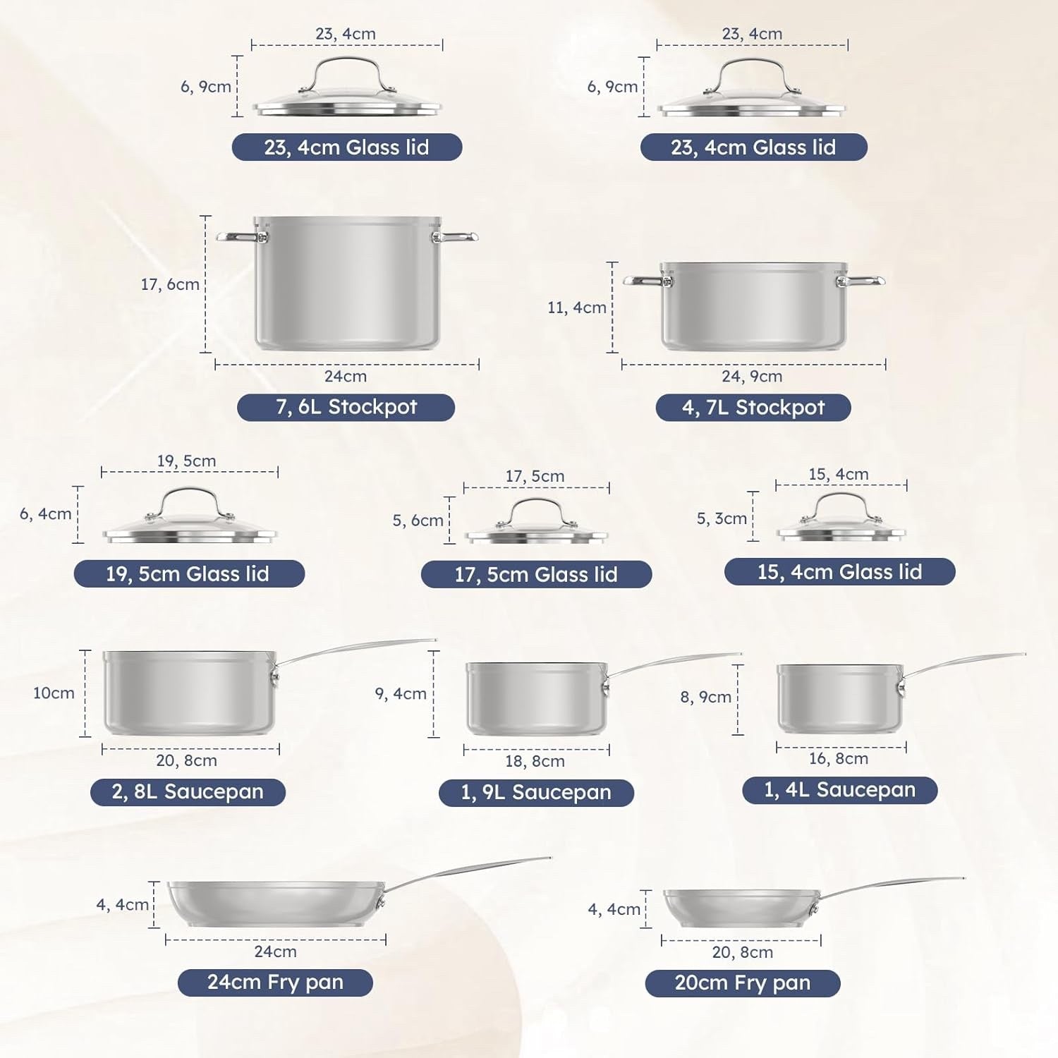 12pcs Grey Ceramic Induction Cookware Set Non Stick Pots & Pans Dishwasher Safe