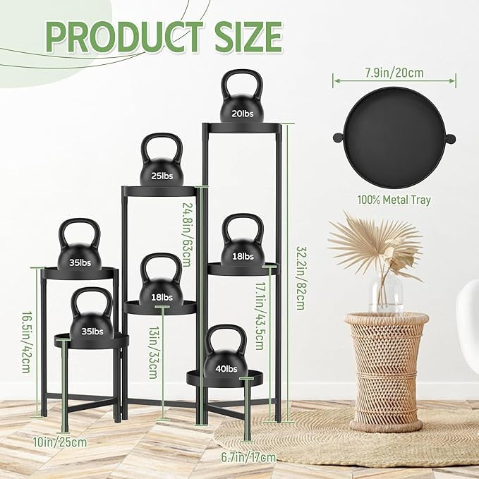 7 Tier Black Metal Plant Stand Indoor Outdoor Corner Tiered Flower Shelf