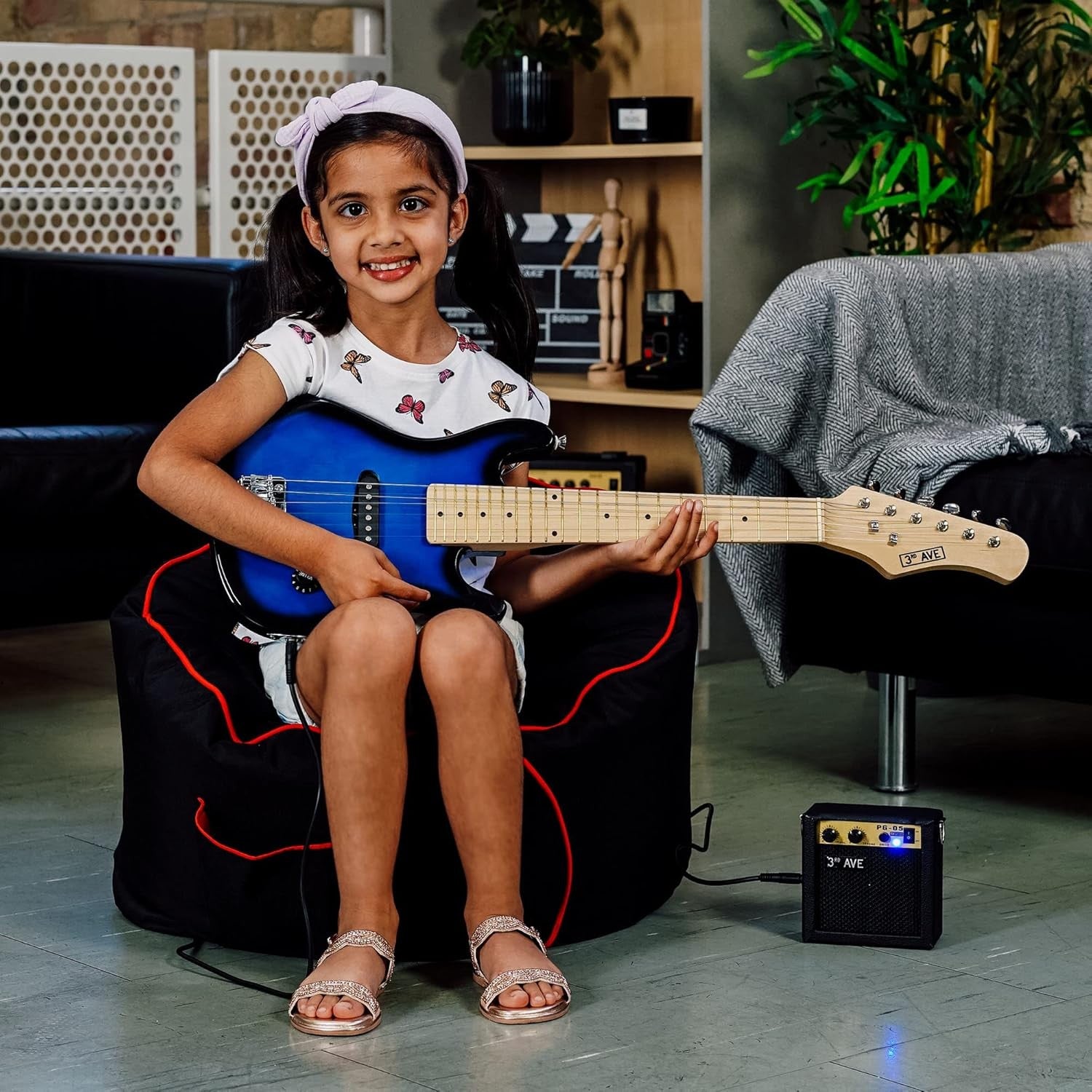 Kids 1/4 Size Electric Guitar Pack w Amp Blueburst Beginner Kit