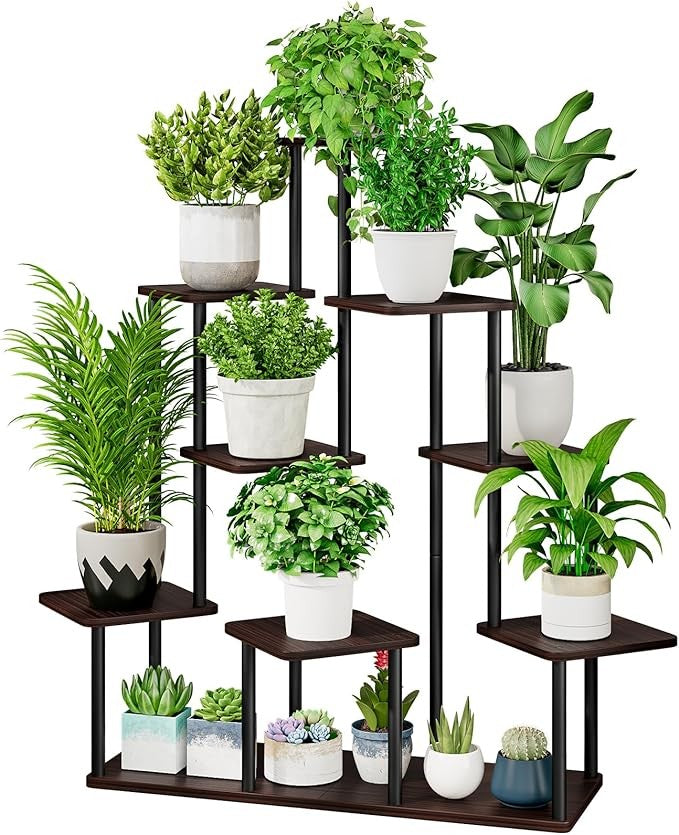 9 Tier Metal Plant Stand Indoor Outdoor Corner Tall Flower Shelf Display Rack