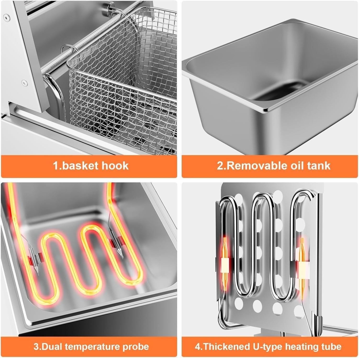 10L Deep Fat Fryer 2500W Electric Stainless Steel Commercial Fryer