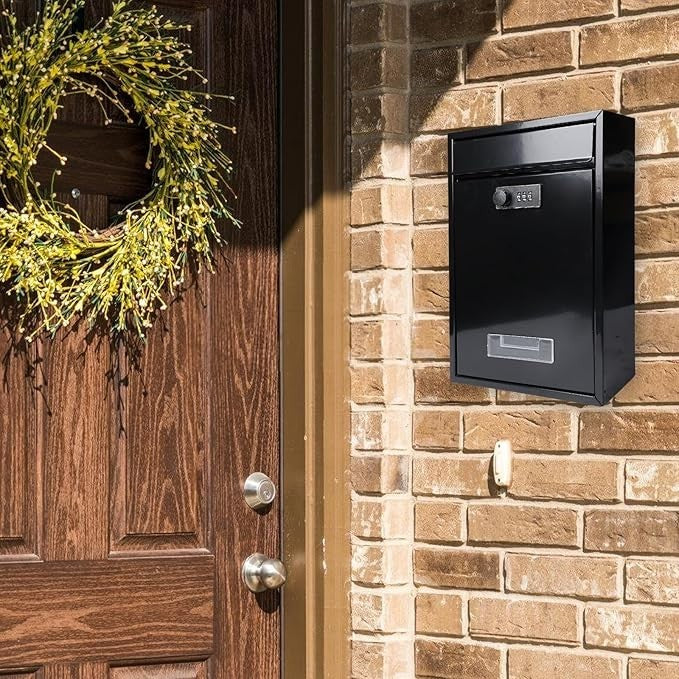 Secure Wall Mount Mailbox with Code Lock – Weatherproof Steel, Anti-Theft Slot