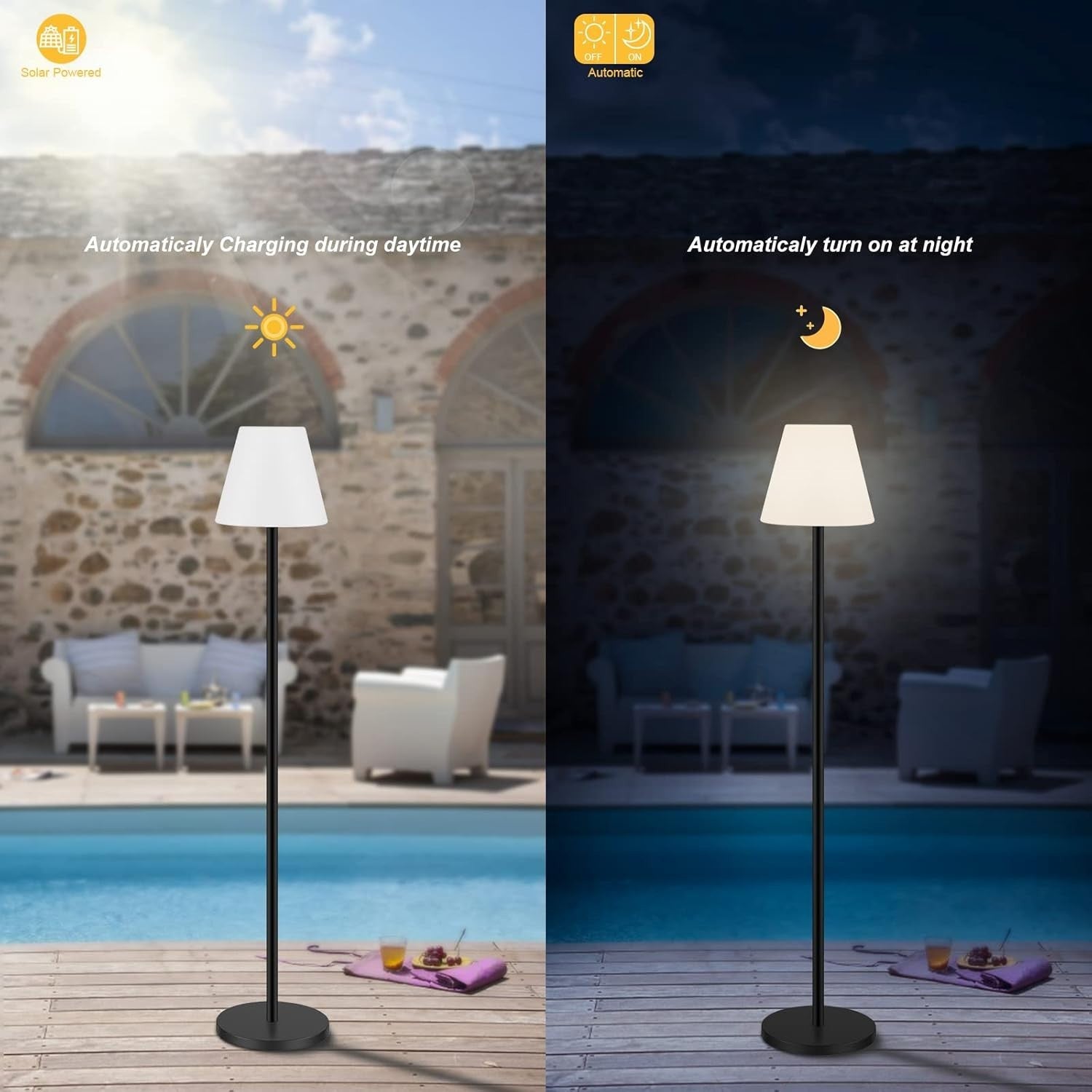 Waterproof Solar LED Floor Lamp Outdoor RGB Remote Control Garden Light