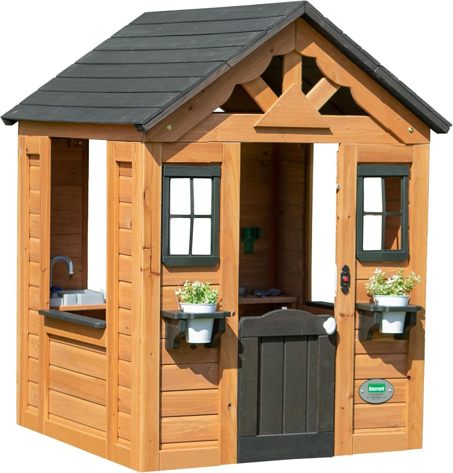 Cedar Wood Kids Playhouse Outdoor Garden Cubby House Toy Kitchen