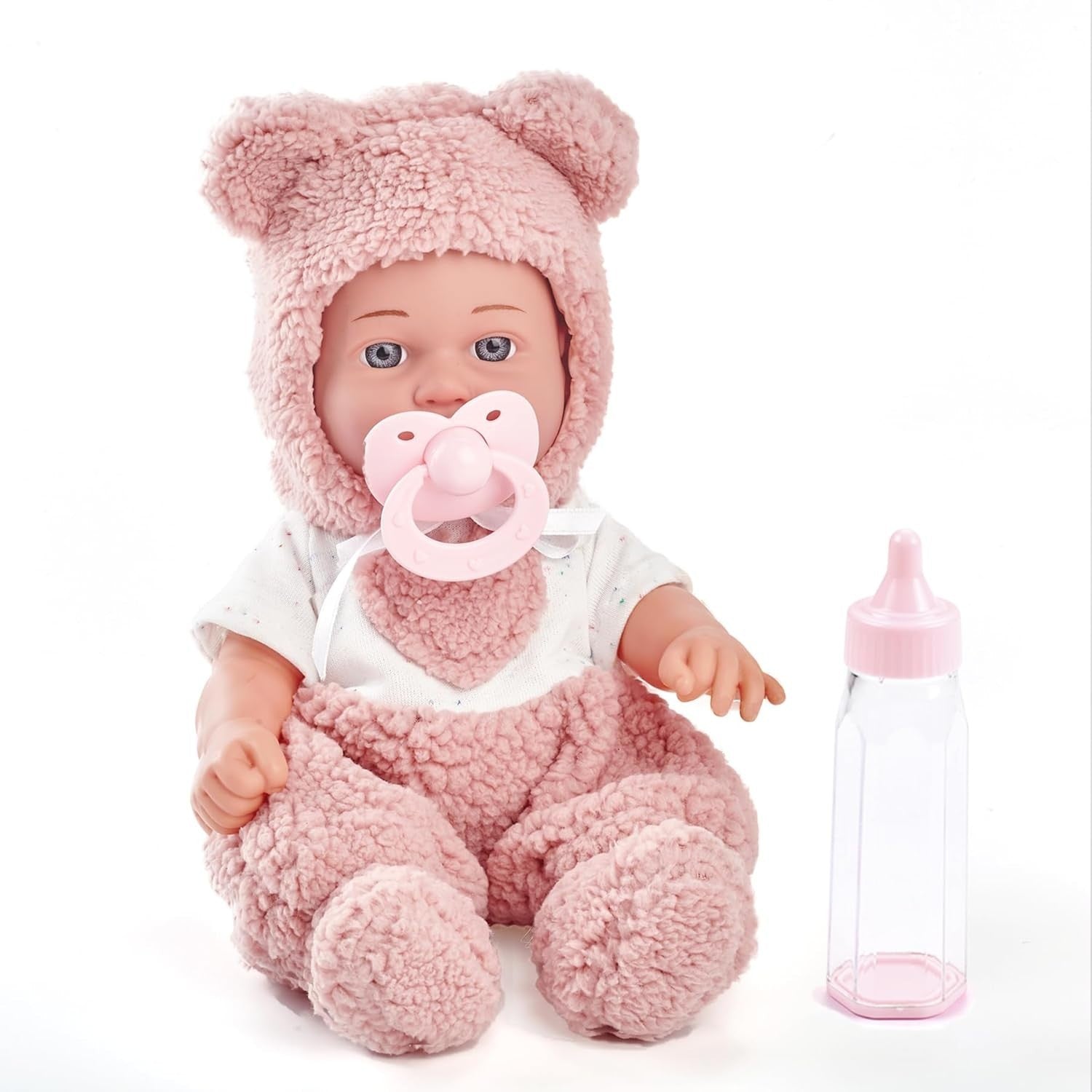 12” Baby Doll Playset Pink Outfit Blanket Bottle Pacifier