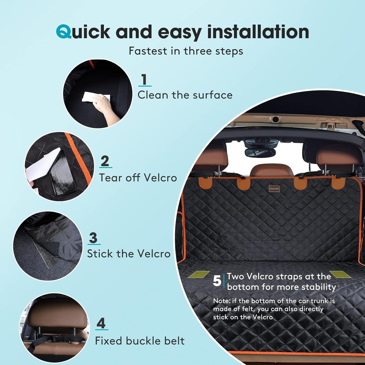 Dog Car Boot Protector Non Slip Trunk Liner SUV Cargo Cover Black