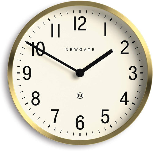 30cm Retro Silent Wall Clock Gold | Mid-Century Metal Analogue Decor