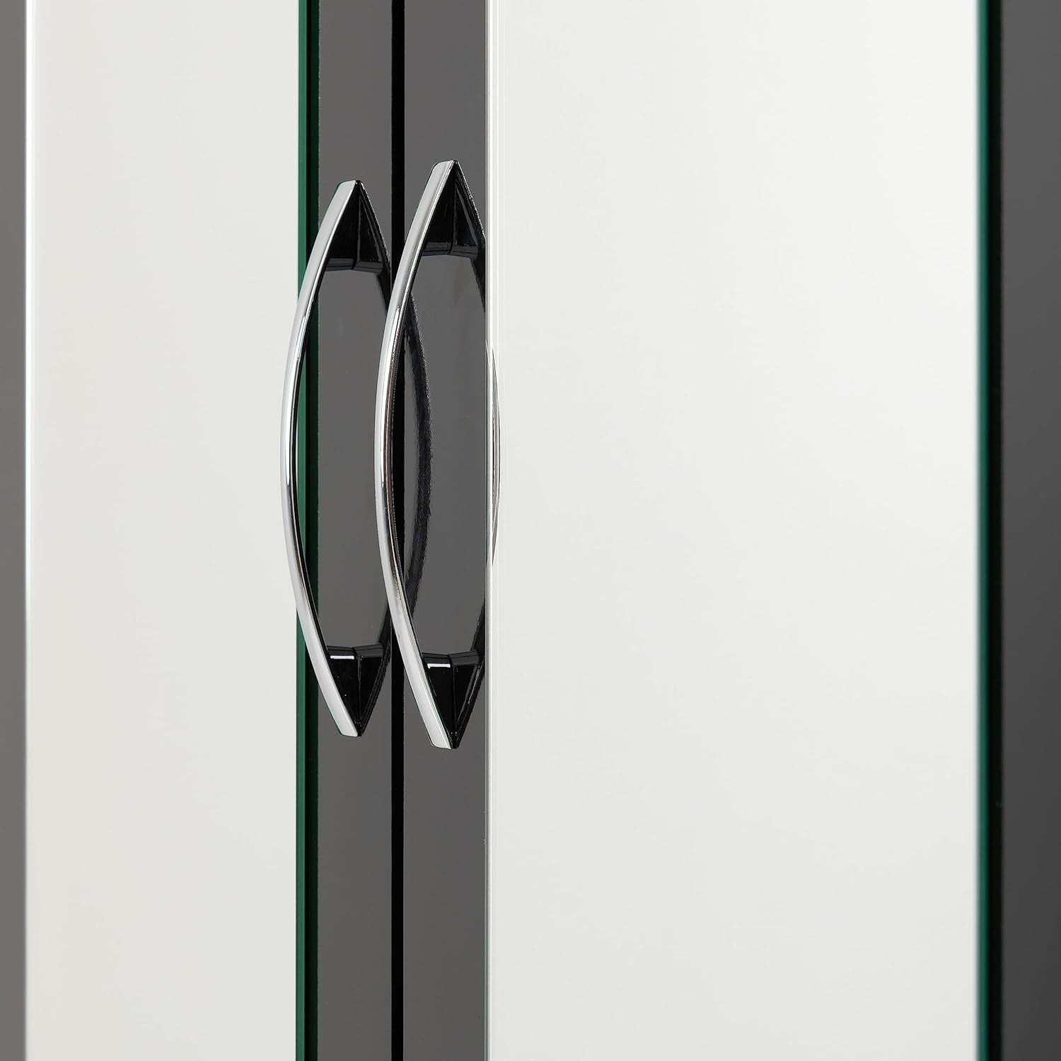Black Gloss Wardrobe 4 Door 2 Drawer Mirrored Storage Cabinet Clothes Unit