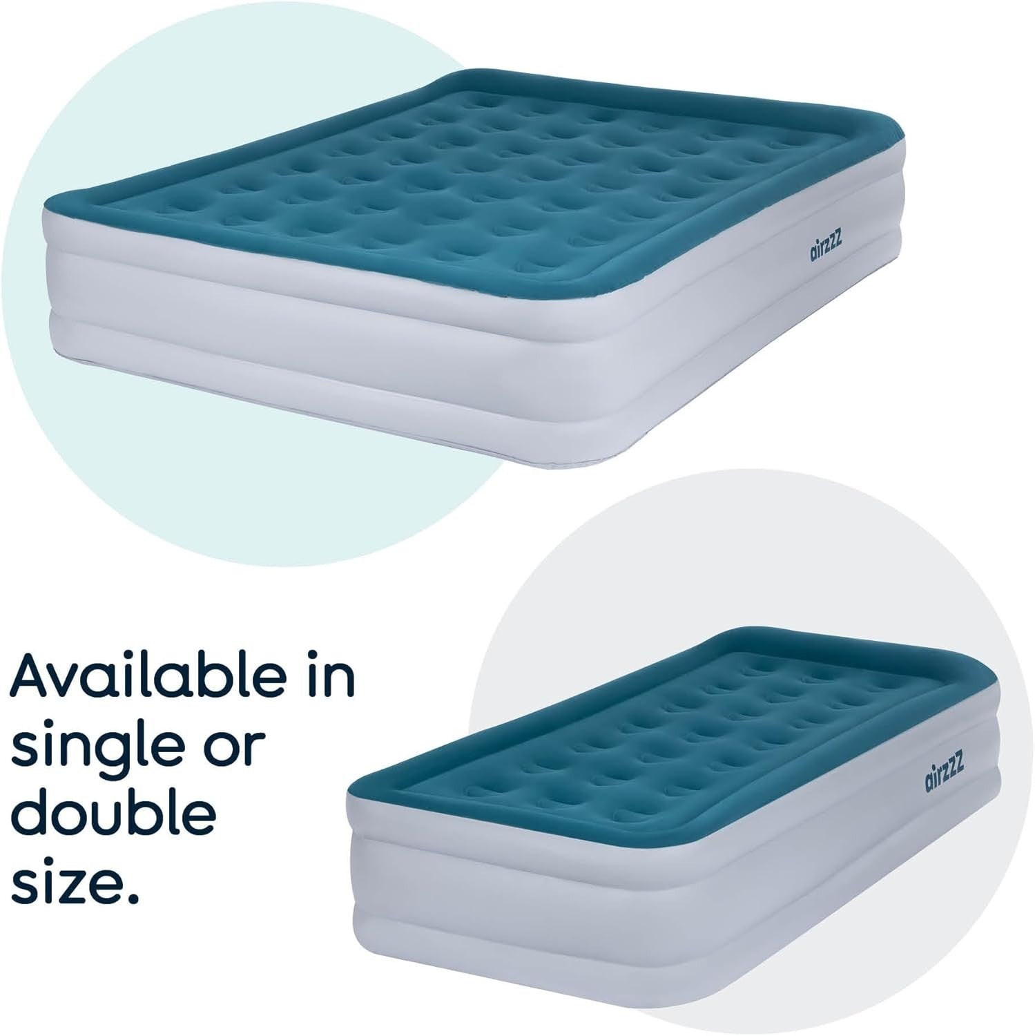 Double Inflatable Air Bed Built-In Pump Raised Flocked Mattress Guest Camping