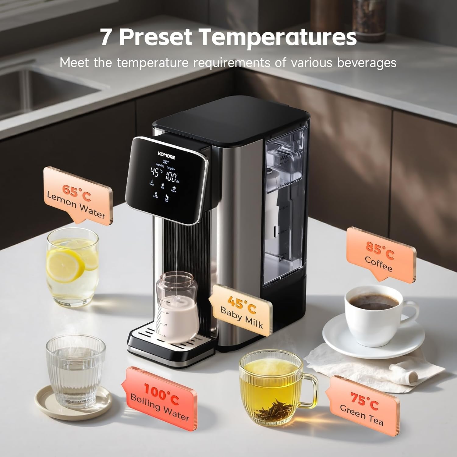 Instant Hot Water Dispenser 2.5L | 2600W Fast Boil Touch Screen Presets